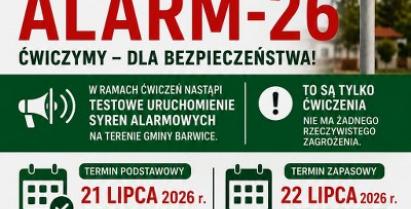 plakat dotyczący uruchomienia syren alarmowych