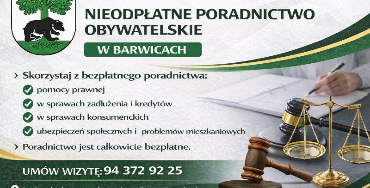 Plakat informujący o Nieodpłatnym poradnictwie obywatelskim
