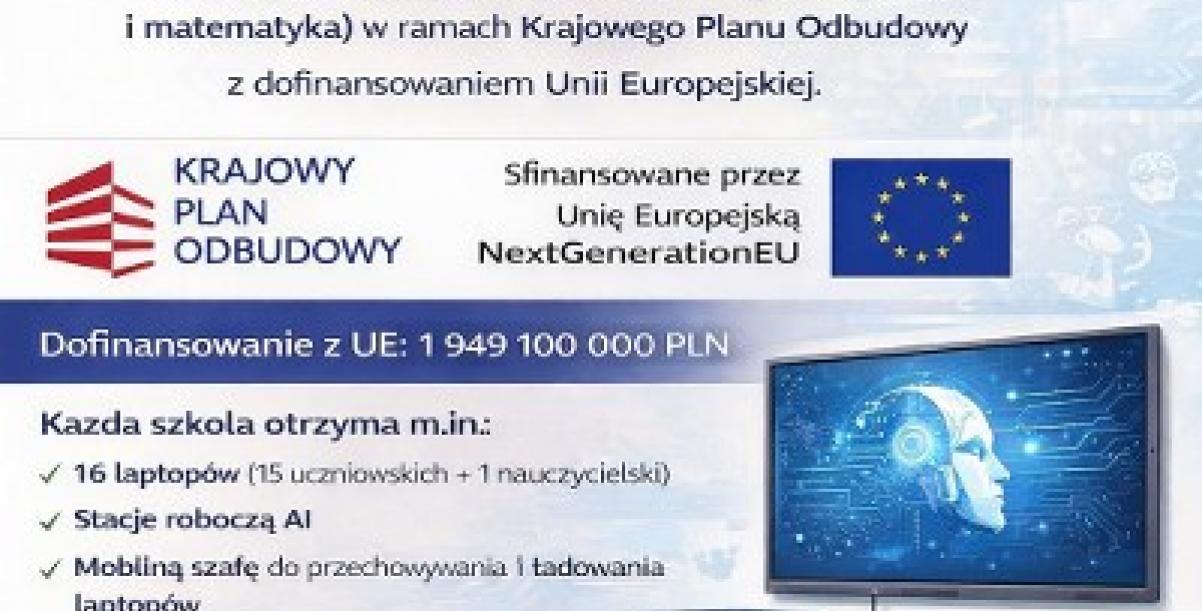 Plakat dotyczący wyposażenia szkół w laboratoria sztucznej inteligencji (AI)