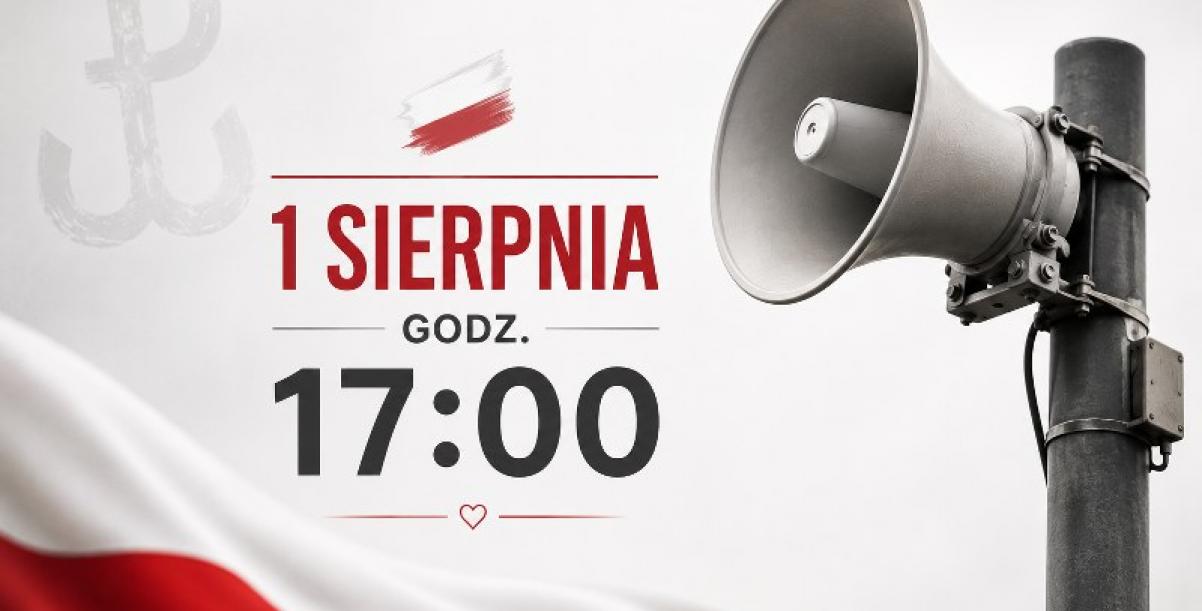 na zdjęciu syrena alarmowa i flaga Polski