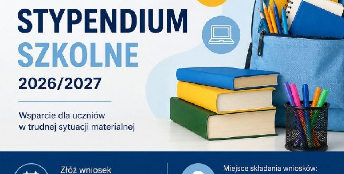 plakat informujący o terminie składania wniosków na pomoc materialną dla uczniów.
