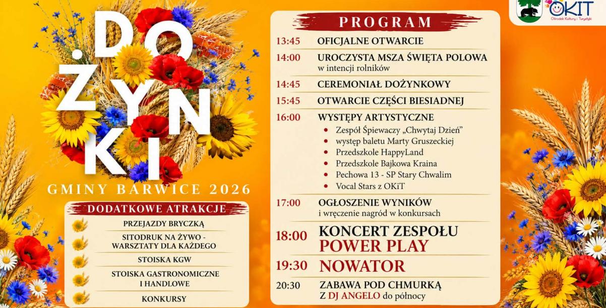 Dożynki Gminy Barwice 2026 – zapraszamy 19 września