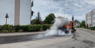 Wymiana nakładek bitumicznych na ulicy Łąkowej 