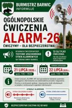 plakat dotyczący uruchomienia syren alarmowych