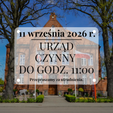 11 września – zmiana godzin pracy Urzędu Miejskiego w Barwicach